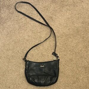 Coach Black Leather Crossbody Bag with Silver Accents